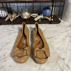 Sofft Tan Patent Leather Flats